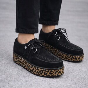 T.U.K Leopard Print Platform Creepers Punk Goth Alt Shoes US 6